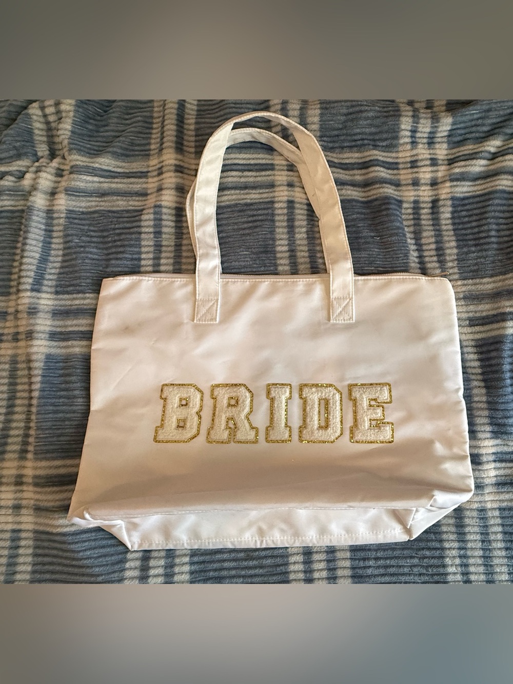 BRIDE White Tote Bag with Gold Lettering - Bridal Tote